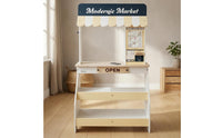 Wooden Pretend Market Stall Freestanding Wooden Market Stall Awning Top Toy Cashier Stand