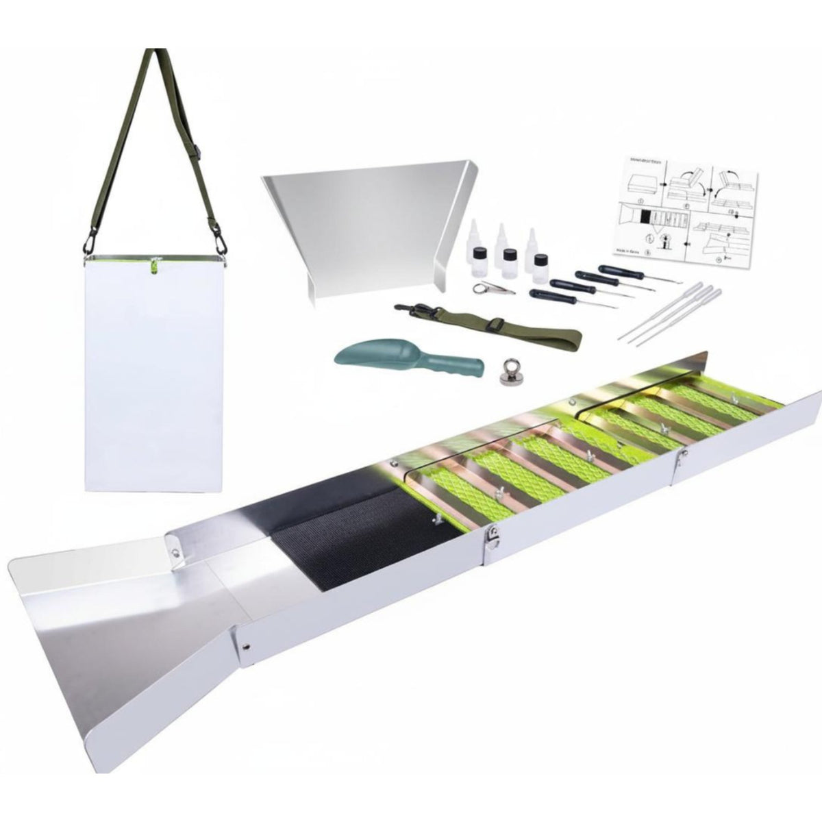 Complete Aurum Prospecting Kit Foldable Design Aluminum Sluice Box for Beginners