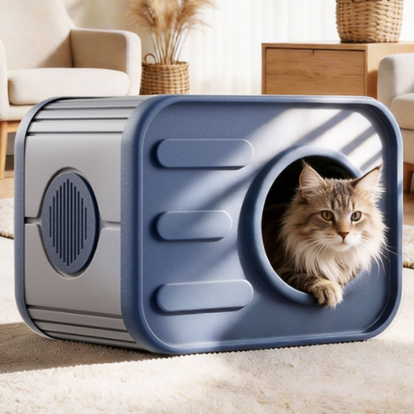 Plastic Pet House Ribbed Top Ventilated Pet Shelter Slatted Side Openings