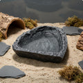 2 Pieces Rock Look Amphibian Bowl Multi Use Pet Supply Sleek Design