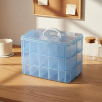 3-Layer Storage Box Multipurpose Transparent Organizer Box Clear View Portable Craft Organizer for Vanity