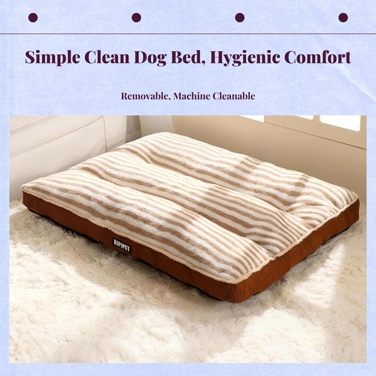 Dog Bed, Orthopedic cleanable Pet Sofa, Removable Cover, Winter Warm Mat for Large Dogs