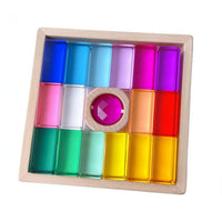 Rainbow Acrylic Blocks Translucent Wooden Stacking Toy Sensory Play
