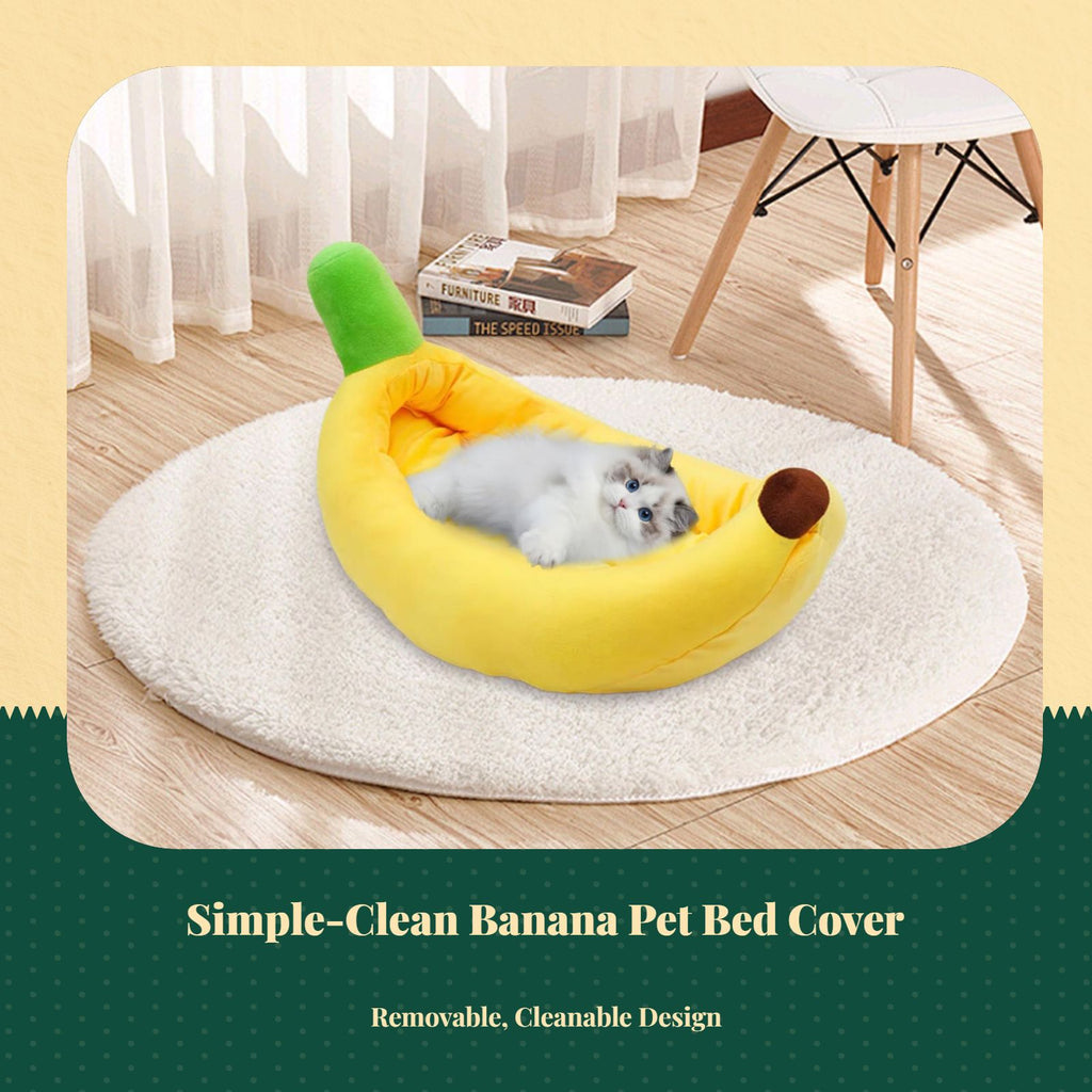 Banana Pet Bed, Cozy Plush, Removable Cover, All Seasons