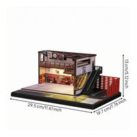 1:64 Warehouse Repair Shop Model Exterior Staircase Warehouse Repair Shop Diorama Parking Area Workshop Display Props