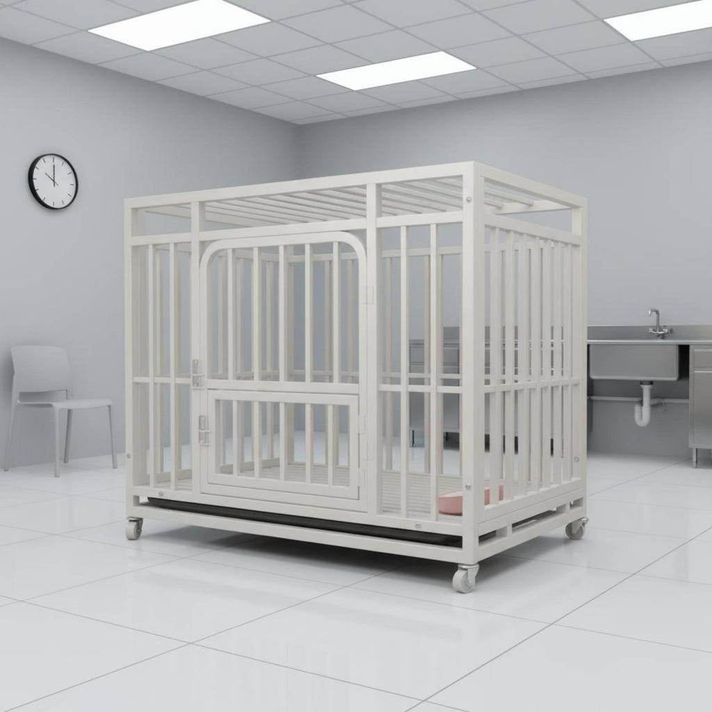 Metal Dog Crate Raised Base Portable Dog Crate Slatted Pet Floor Enclosure