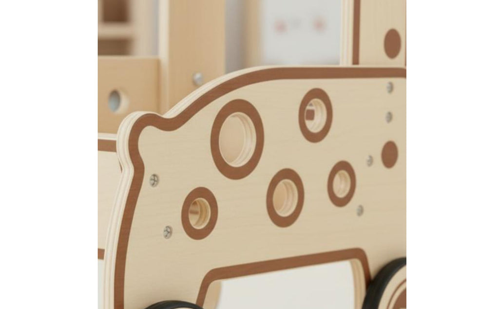 Wooden animal Pusher Educational animal Shopping Cart Sturdy Wood Wooden Shopping Cart for Walking Practice