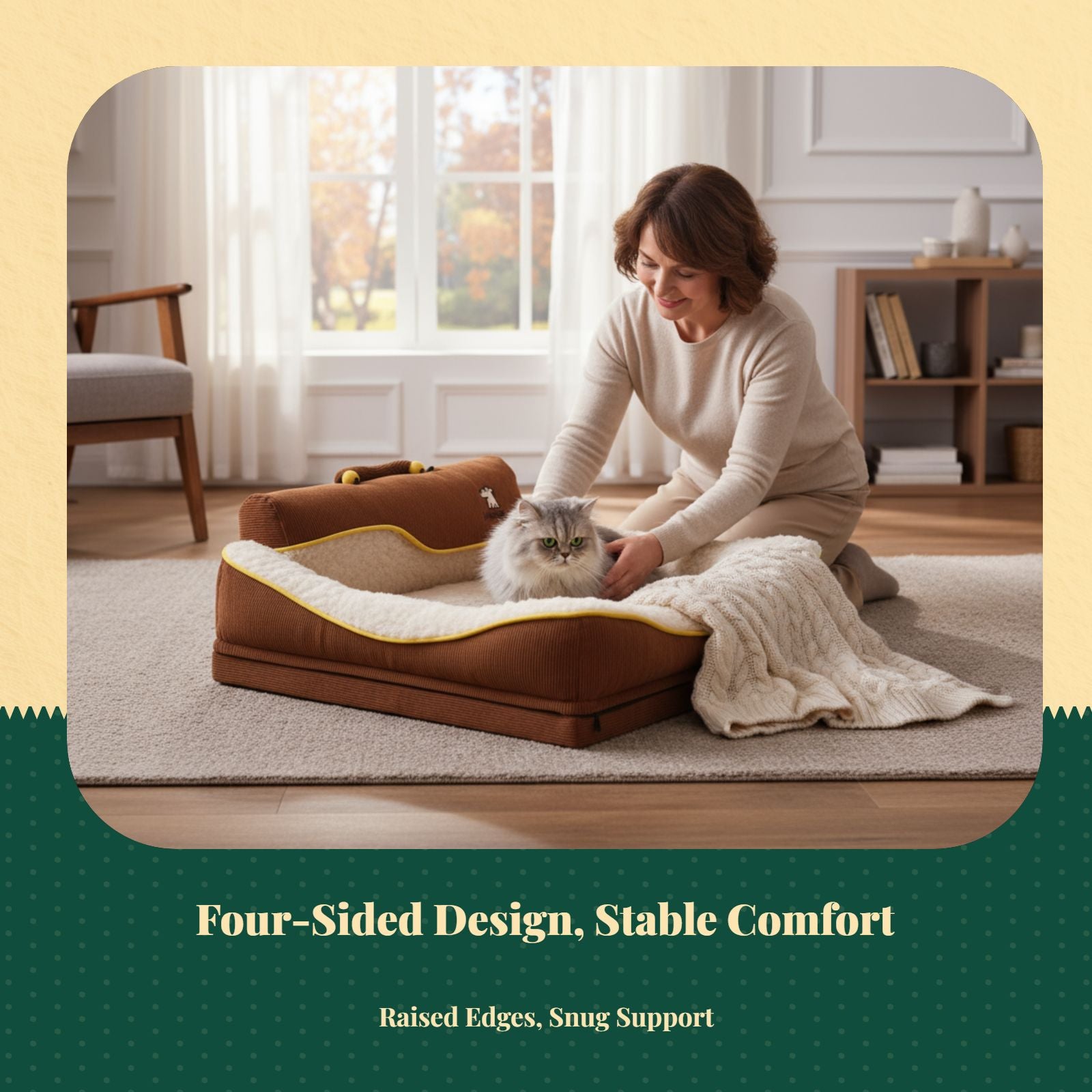 Washable pet bed with winter mat.