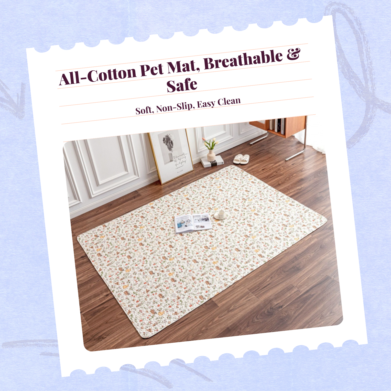 Pet cooling mat, non-slip cotton