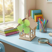 Solar Powered Wooden House Model Hanging Tab Learning Toy Cut