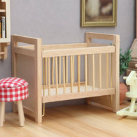Wooden Dollhouse Baby Bed Realistic Intricate Design for Miniature Scene