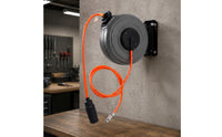 Automatic Retractable Hose Reel Compact Utility Equipment Orange for Garage