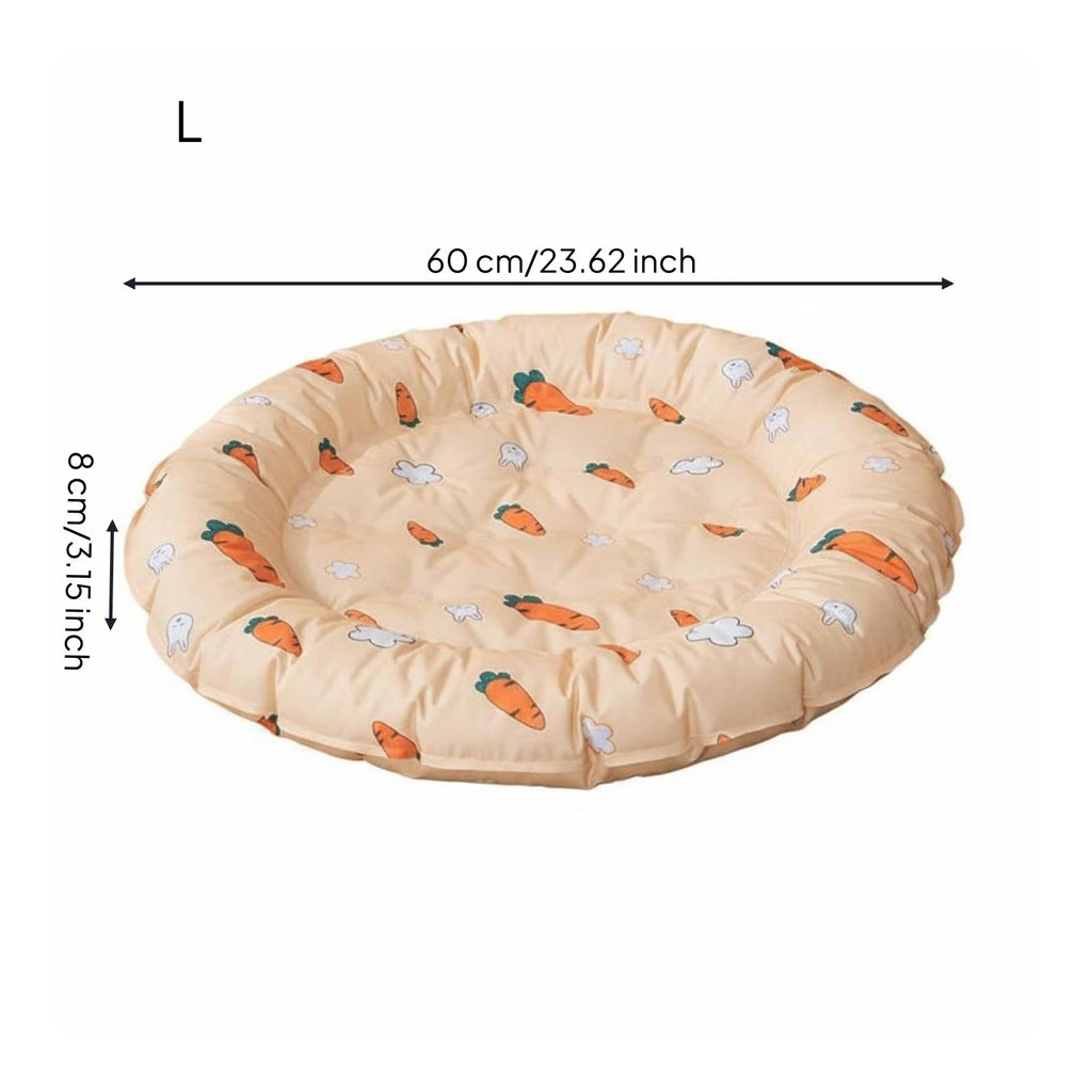 Round Cooling Pet Bed Soft Padded Border Feline Cooling Mat Easy to Clean