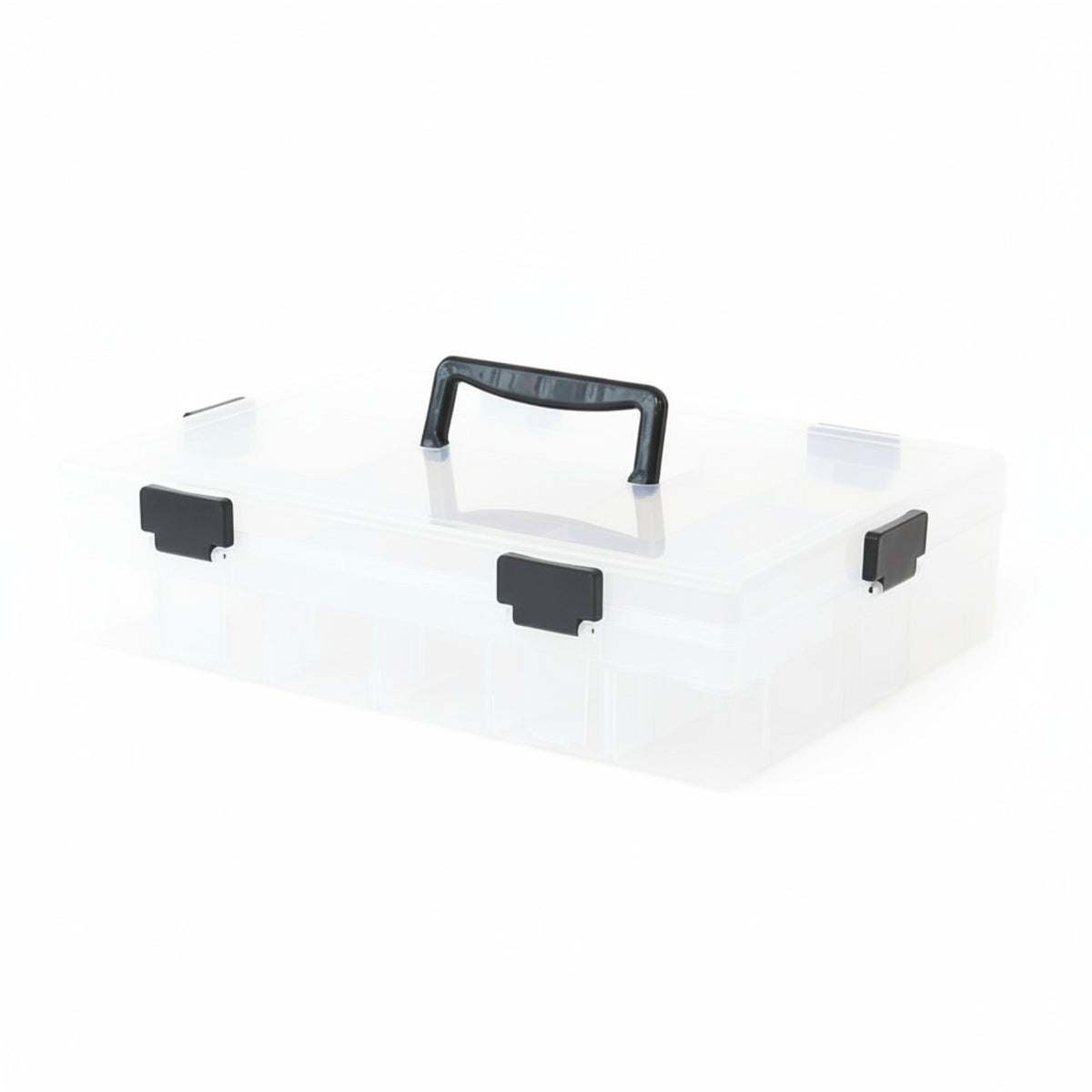 Portable Organizer Box Side Latches Clear Compartment Box Compartmented