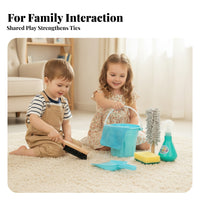 Pretend Cleaning Toy Child-Friendly Colors Toy Broom Set Cloth-likeLike Heads