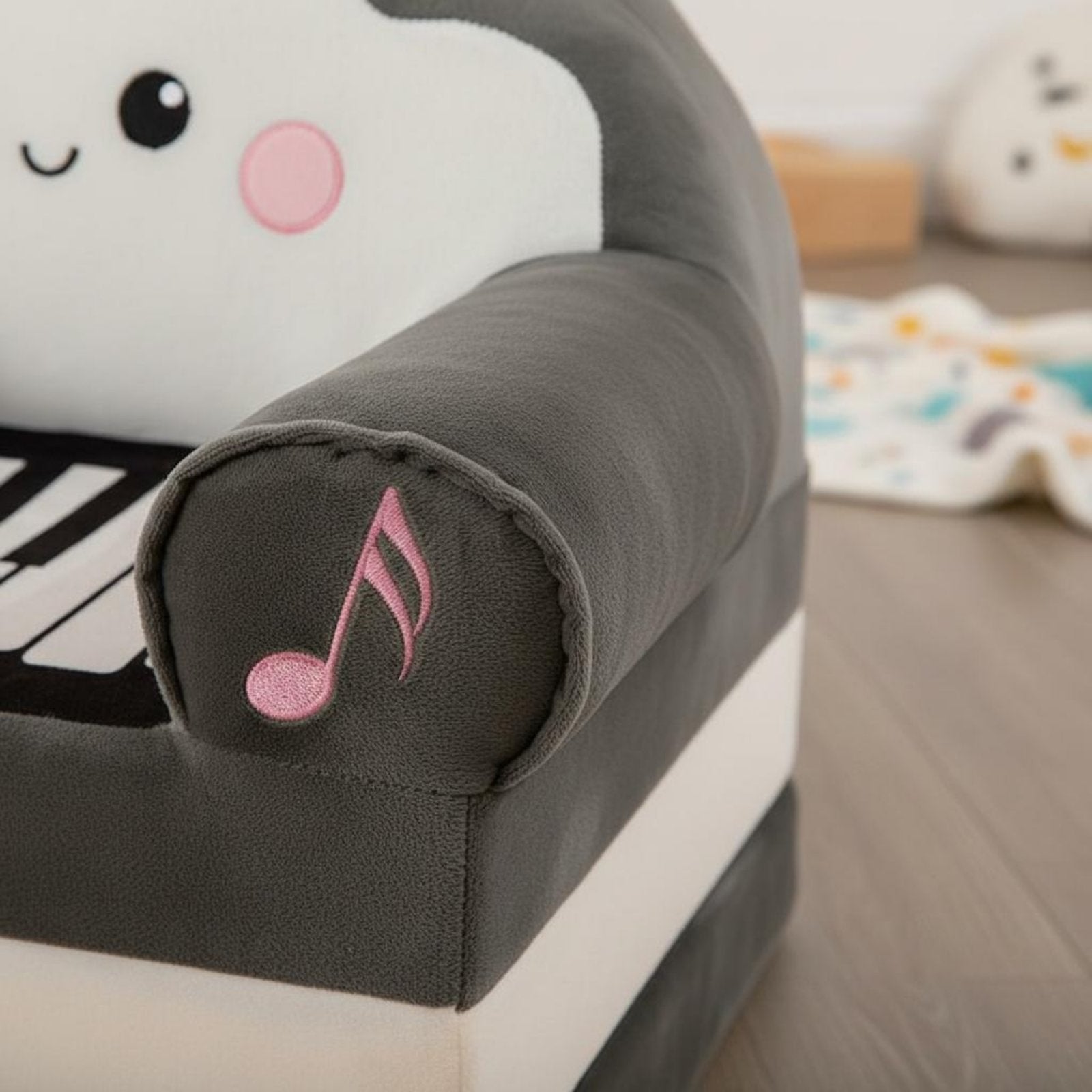 Three-Fold Sofa Foldable Folding Kids Couch Skin-Friendly Textile for Nursery