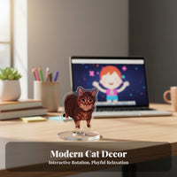 Oiiai Cat Desk Ornament Stress Relief Rotating Cat Meme Standee Focus Aid