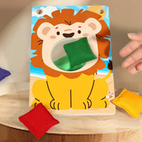 Wooden Hoop Toss Game Cartoon Print Child Play Kit Family Fun for Birthday Party