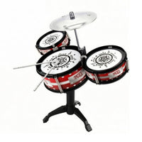 Kids Floor Drum Instrument White Drumheads Standing Toy Drum Set Black Stand