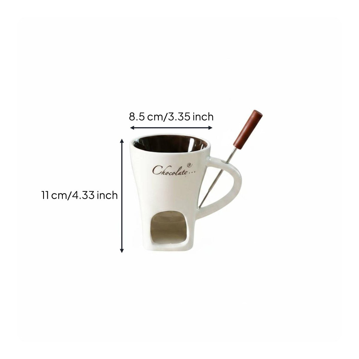 Personal Fondue Mug Heart Pattern Tea Light Fondue Set for Date Night, Couples