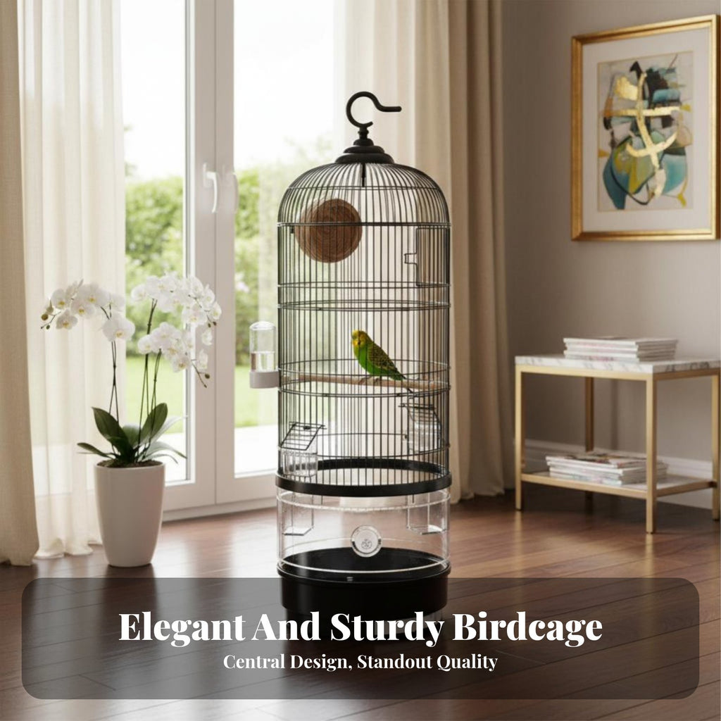 Hanging Round Bird Enclosure Splash-Proof Feeder Hanging Bird Enclosure