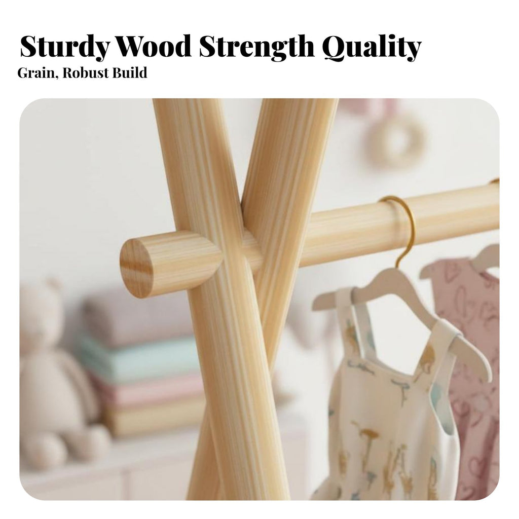 toddler's Wooden Clothes Tree polished Rounded Edges Nursery Furniture for Infants