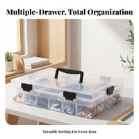 Portable Organizer Box Side Latches Clear Compartment Box Compartmented