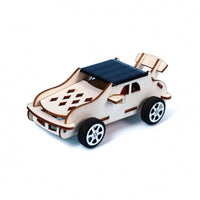 Cut Wooden Car Model Slot-Together Solar-Powered Car Toy Rubber Tires