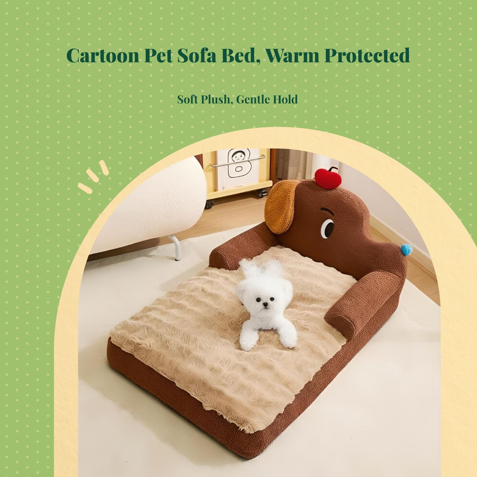 Calming Soft Dog Sofa Bed, Cat Bed, Non-Slip, All-Season