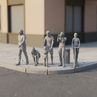 5 Pieces HO Scale People Assorted Poses 1:87 Figurines Painted Resin