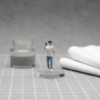 1:64 Scale Mobile Photo Figure Young Man Figurine Hand Painted Tiny Person Model