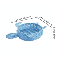 Cartoon Turtle Basket Versatile Blue Woven Basket Charm Design Household Storage for Desktop