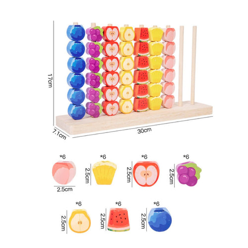 42 Pieces Wooden Fruit Loop Toss Game Color Recognition for Home, Kids 3+