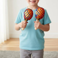 Wooden Maracas Wood Handle Beaded Maracas Materials Wooden Maraca for Kids, Beginners, Stage Performance, Party