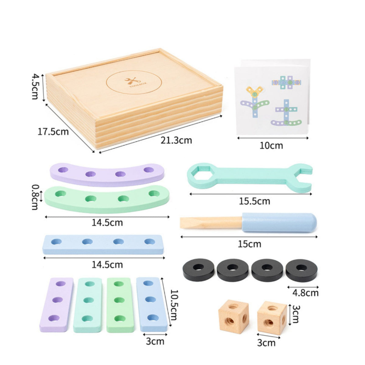 Wooden Toolbox Play Set Hands-on Wooden Nut Bolt Set Storage Box for Children