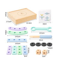Wooden Toolbox Play Set Hands-on Wooden Nut Bolt Set Storage Box for Children