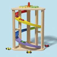 Wooden Spiral Ramp Toy Brain Training Rotating Slide Car Toy Fine Motion Skills