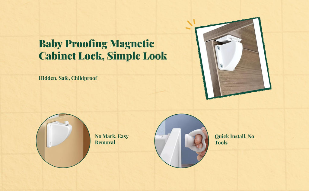 attraction lockized Cabinet Lock, baby-secure Drawer Lock, unseen sticky Infant Proofing Latch, No-Drill Installation, Hidden Protection for Cabinets & Drawers