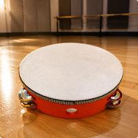 Double Row Tambourine Portable Red Tambourine Easy to Hold Percussion Instrument for Classroom