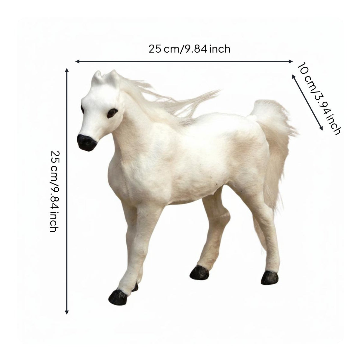 Pale Stallion Statue Hand-Finished Realistic Horse Model Fade-Resistant