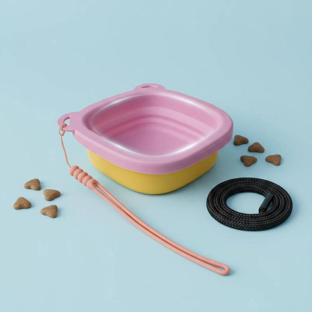 Foldable Pet Bowl Outdoor Friendly Foldable Pet Feeding Bowl Lightweight for Pets, Walking