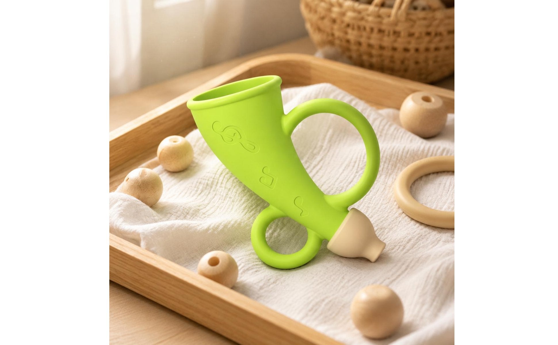 Baby Trumpet Safe to Gnaw-Safe Silicone Trumpet Toy Included for Playtime