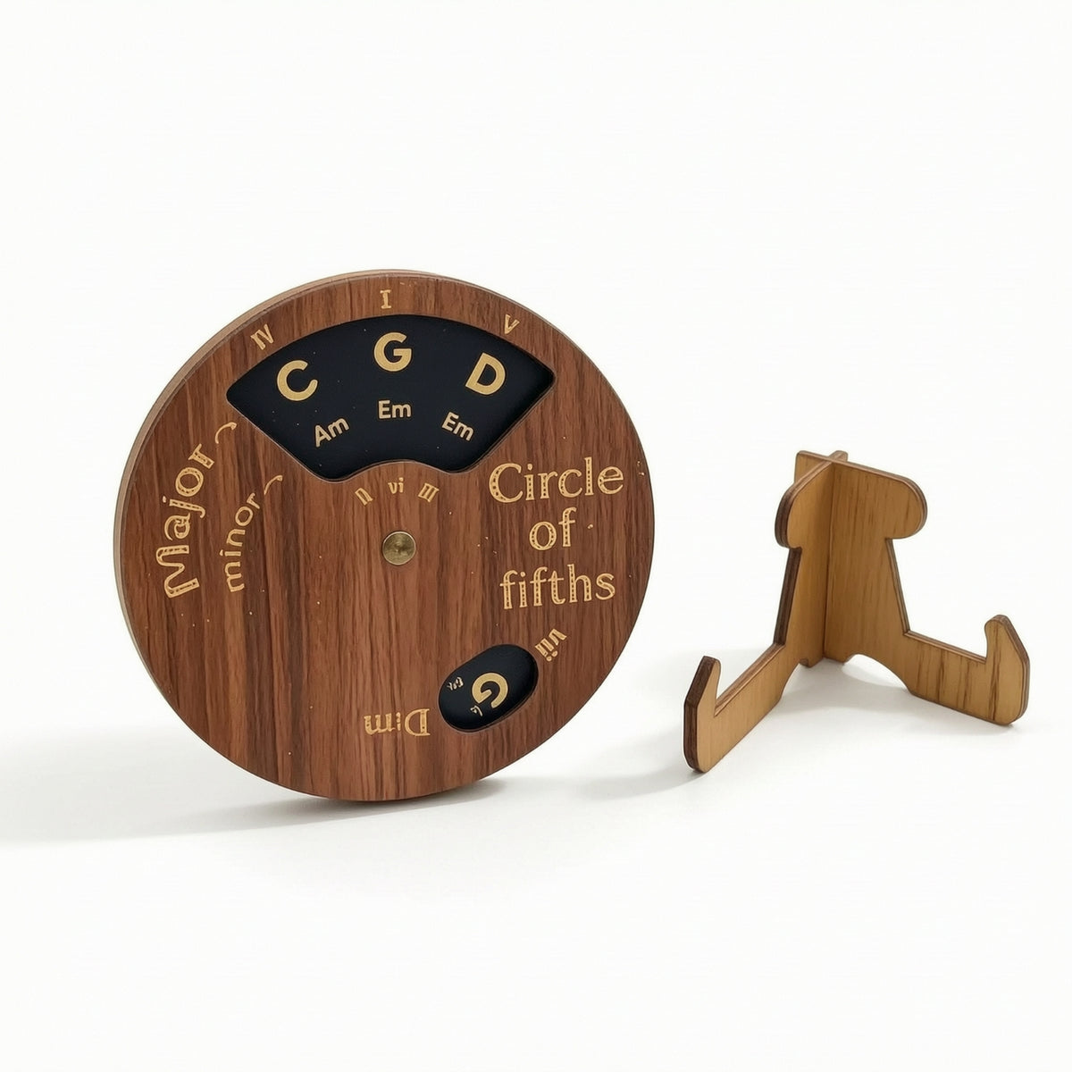 Music Theory Wheel Wooden Circle of Fifths Wheel Desk-Friendly for Guitarists