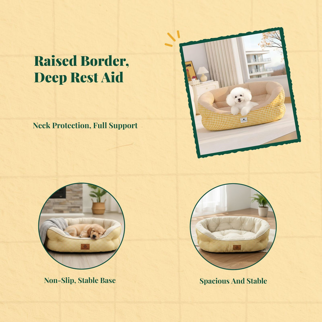 Plush dog bed, non-slip, easy-clean
