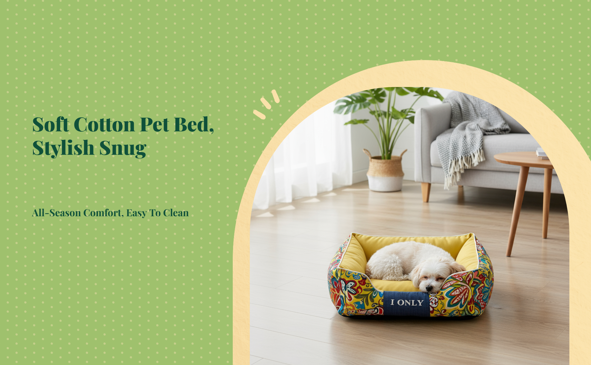 Cotton dog bed with removable cover
