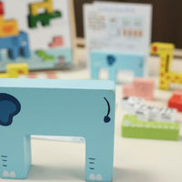 Animal Stacking Blocks Educational Wooden Stacking Blocks Wood Construction Wooden Animal Puzzle for Preschoolers