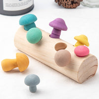 8 Pieces Wood Toadstool Picking Game Hand-Eye Coordination Color Learning Toy