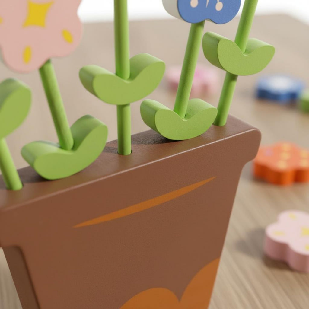 Wooden Flower Arrangement Game Hand-Eye Coordination for Preschoolers