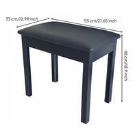 Padded Piano Stool Square Legs Music Seat Dark Wood Tone Finish