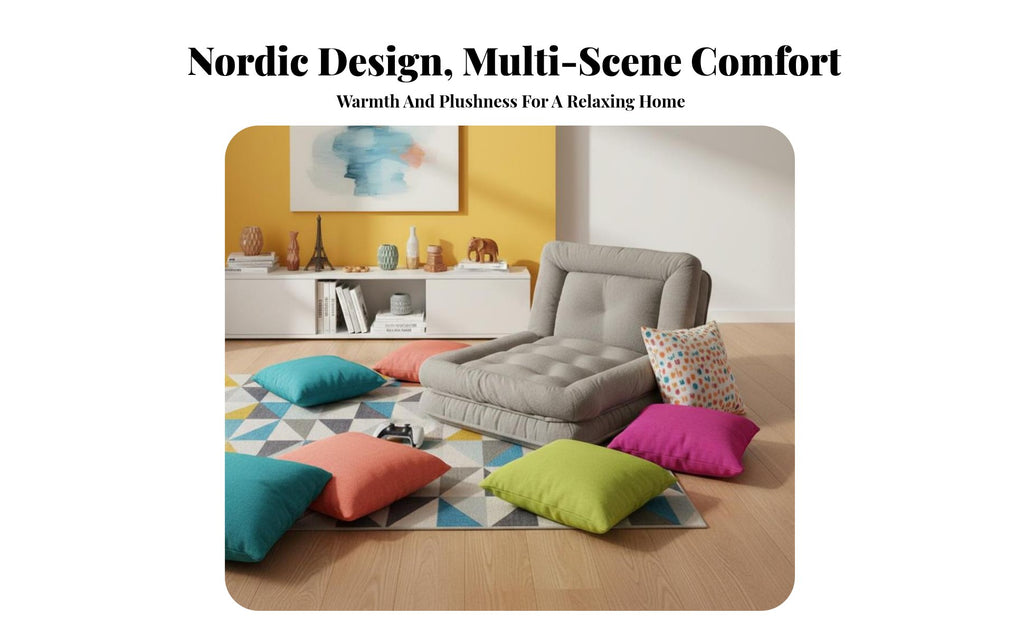 Adjustable Backrest Lounger Japanese Design Human-Sized Dog Bed Space-Saving Transformable Design for Balcony, Bedroom